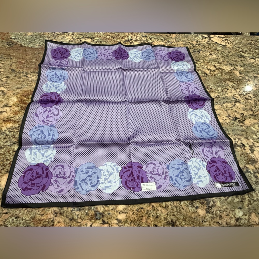 Yves Saint Laurent Purple Floral Handkerchief - Picture 2 of 5